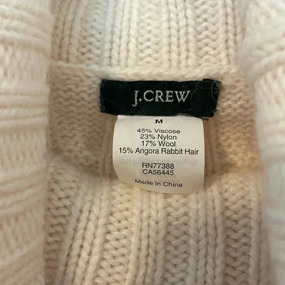 J. Crew Wool Blend Turtleneck Cable Knit Sweater M - Picture 6 of 6